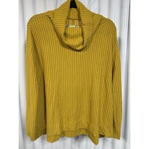 Maeve by Anthropologie Women's Cowl Neck Ribbed Sweater Mustard Sz Small